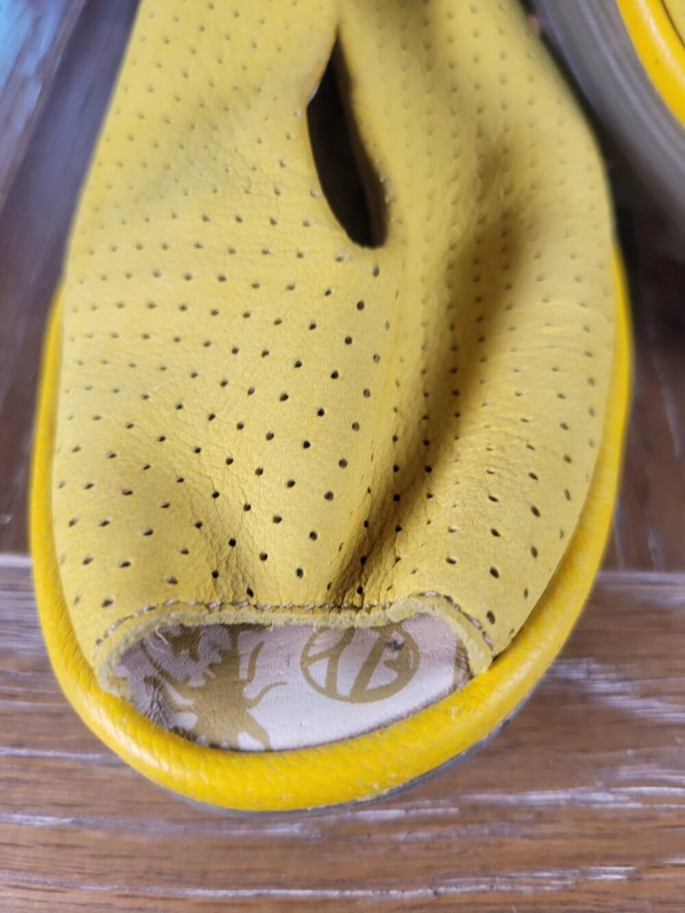 Fly London Yellow Perforated Leather Peep Toe Wedge Sandals EU 36 US 5.5-6 - Picture 4 of 14
